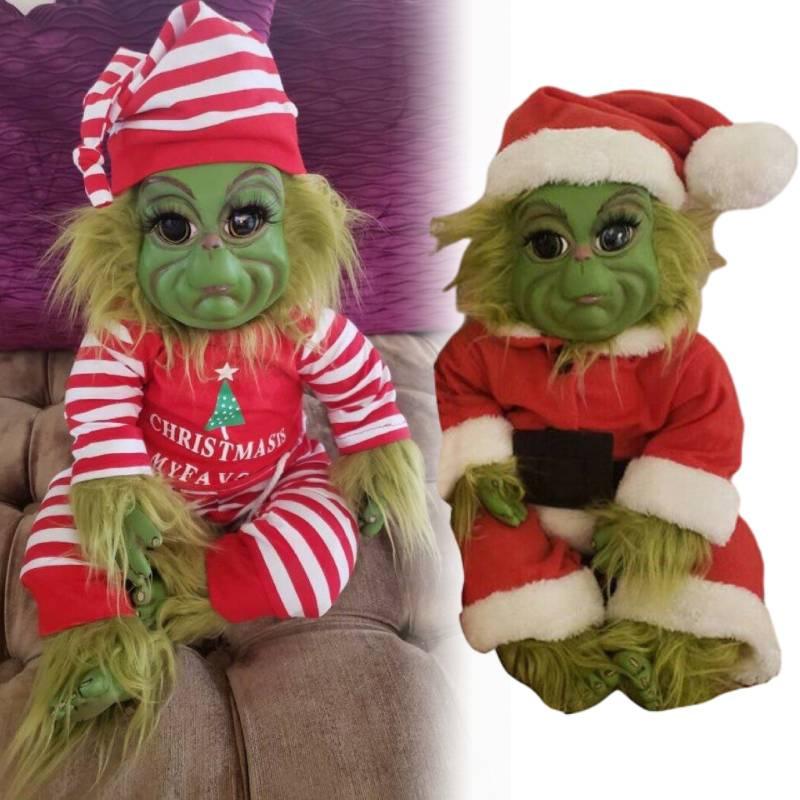 30cm Striped Green Elf Plush Toy For Christmas Gift