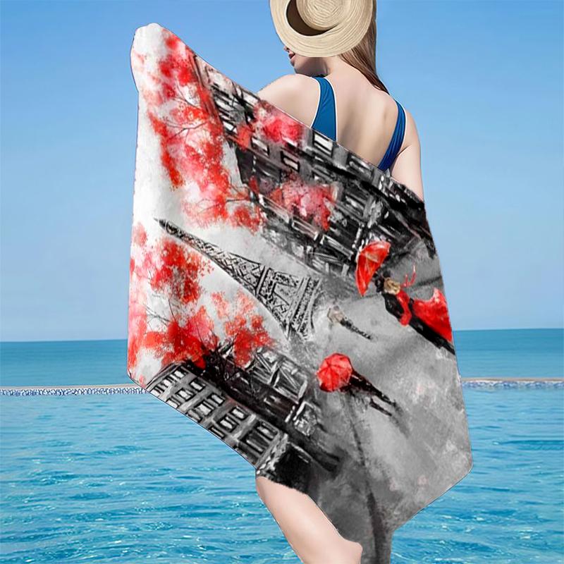 Pariser Eiffelturm Romantik Strandtuch, Superweiche Mikrofaser, Geschenk für Sie/Ihn, Geburtstag, für Pool, Strand, Reisen, Heimdeko Fan-Geschenke