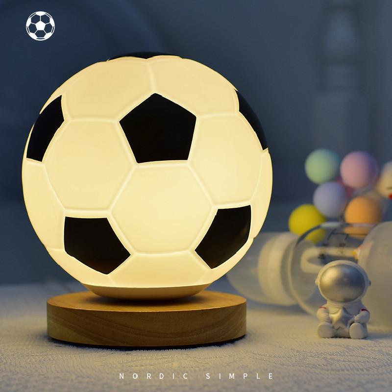 Ball Led Soccer Night Light Wood Base Lamp For Bedroom Use Decorations Gift