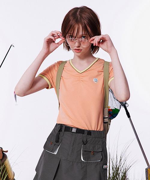 Kirsh V-Neck Slim Fit T-Shirt [Light Orange] 1