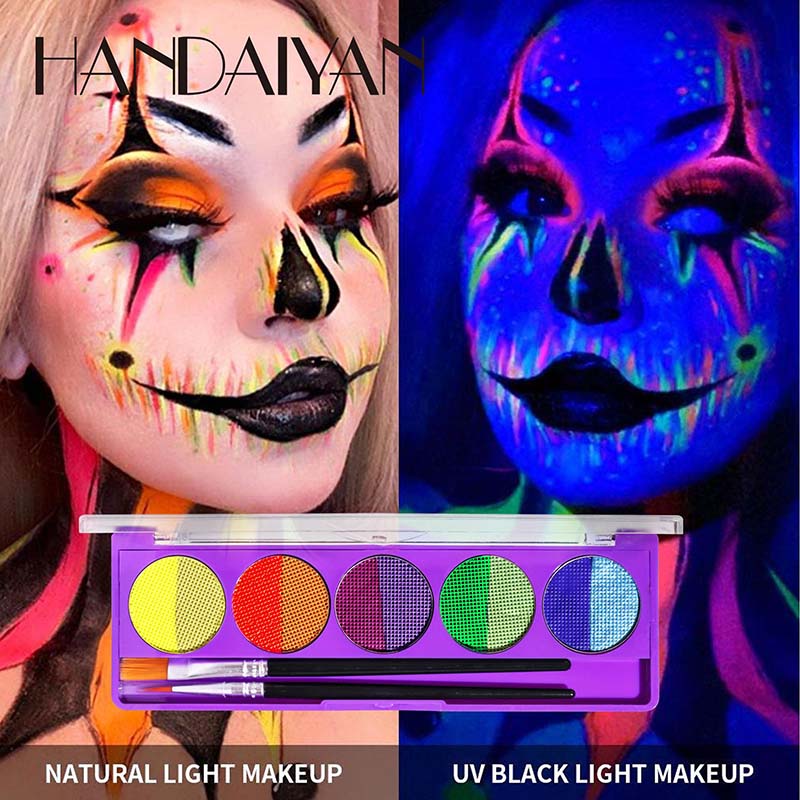 Palette di trucco Fluorescente UV Idrosolubile Trucco per feste di Halloween Palette di body painting Trucco per palcoscenico festivo
