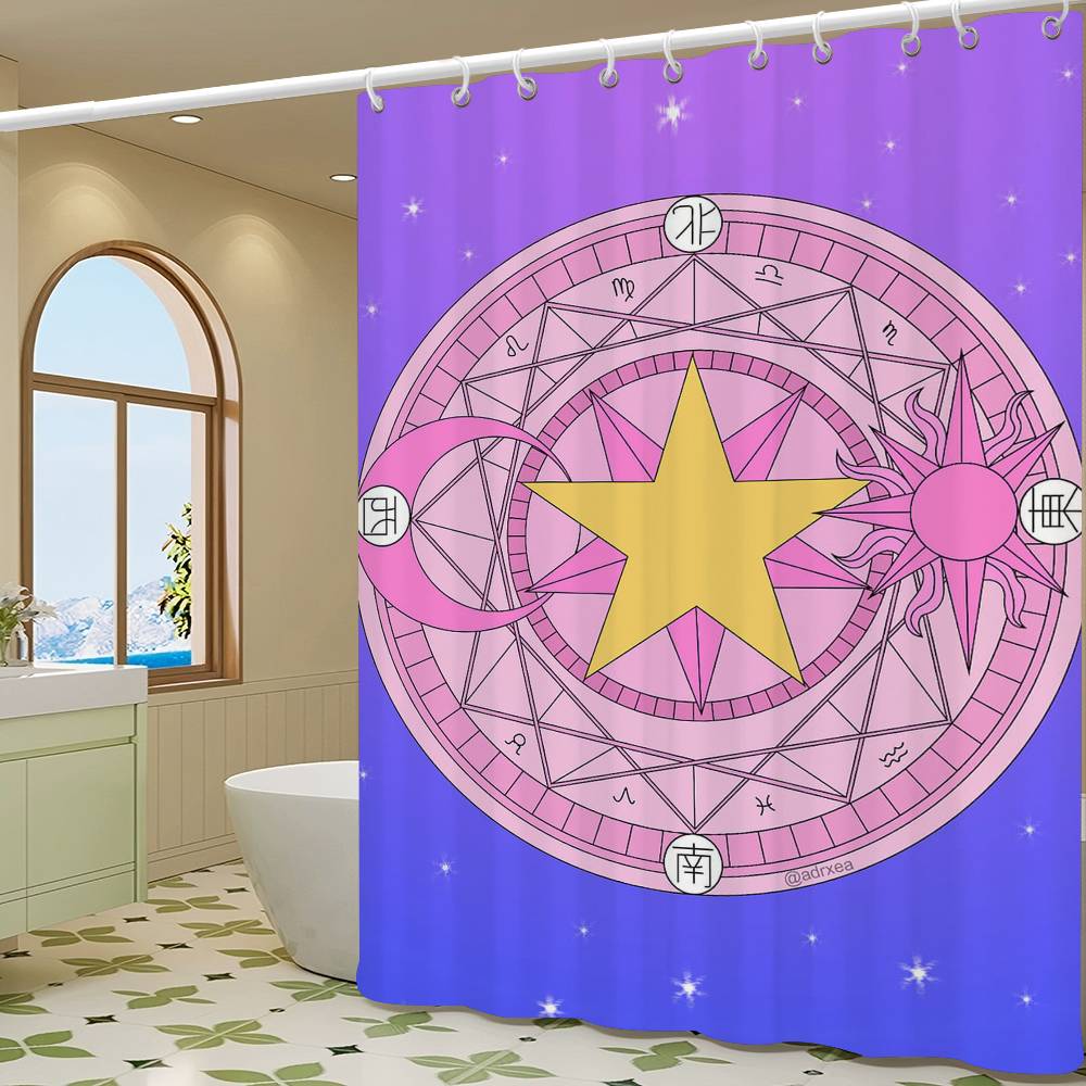 Anime Cardcaptor Sakura Duschdraperi Sommar Strand Badrum Dekorativt Duschdraperi, Vattentätt