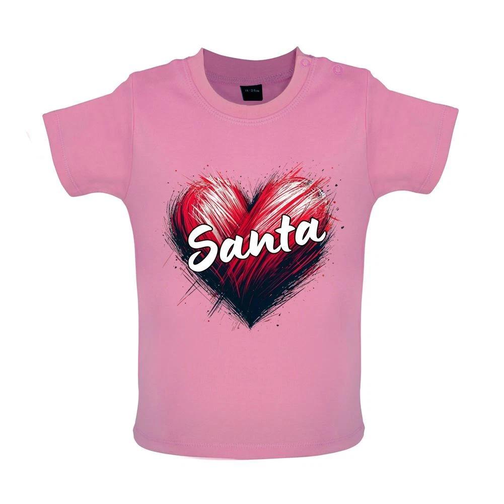 Love Heart Santa - Baby Kids Boys Girls Unisex T-Shirt / Babygrow - Christmas Grotto Xmas Festive 120