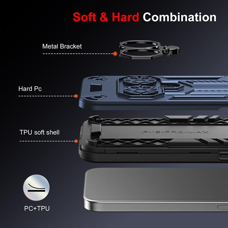 Shockproof Armor Case For Google Pixel 10 Pro 5G Dual Finger Ring Rotate Metal Bracket Stand Holder Cover