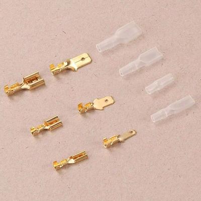50Pcs 2.8/4.8/6.3mm Wire Connectors with Transparent Insulating Sleeves Brass Spade Terminals Female/Male Assortment Kit