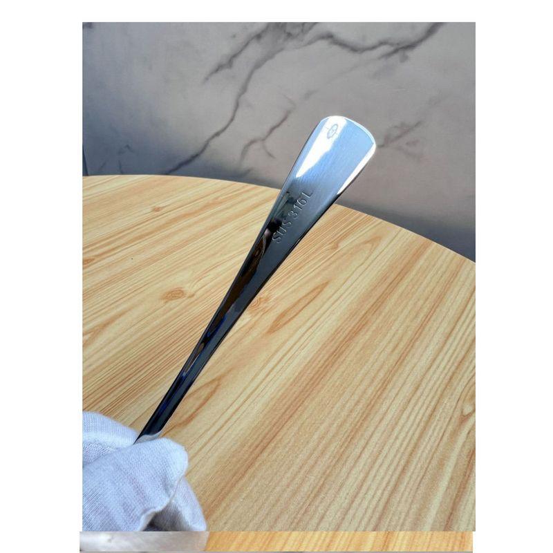 316 Stainless Steel Spoon 18cm Long Flat-Bottomed Round Spoon 20ml Oil Spoon Household Creative Western-Style Soup Spoon