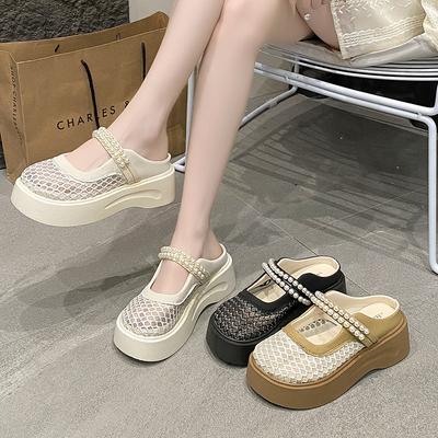 Baotou Slippers Women's Outer Wear 2025 Summer New Thick-bottomed Versatile Breathable Non-slip Casual Fashion One Pedal and Half Drag