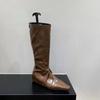 Inner Height Increase Brown Trouser Boots Long Boots Women's Shoes New Spring, Autumn and Winter Pointed Thin Long Tube Knight Boots