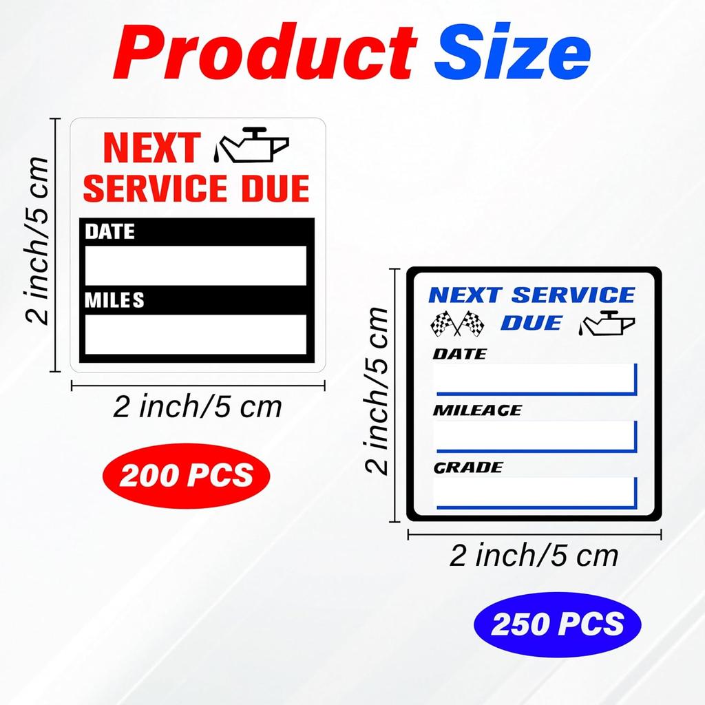 450 PCS Oil Change Stickers For Windshield, 2 Rolls Oil Change Sticker, 2 X 2 Inches Next Service Due Sticker Labels, Removable Vinyl Stickers For
