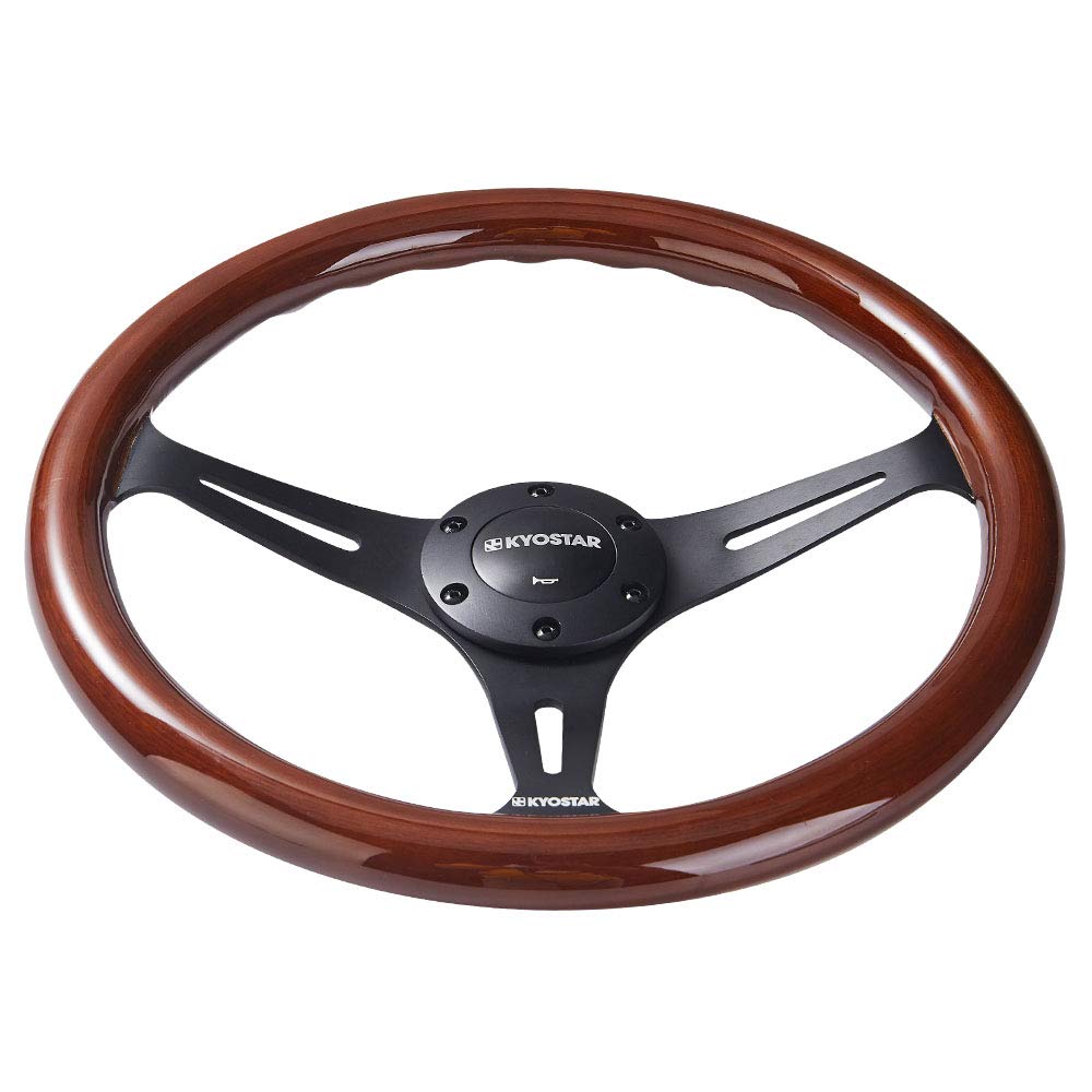 Kyostar Classic Wood Black Spoke Deep Cone Steering Wheel 35mm &