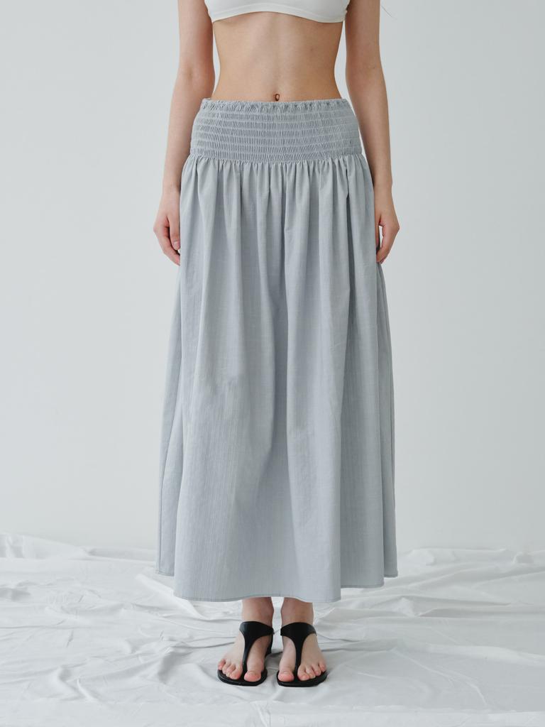 Reply Smock Banding Gather Skirt_Light Blue