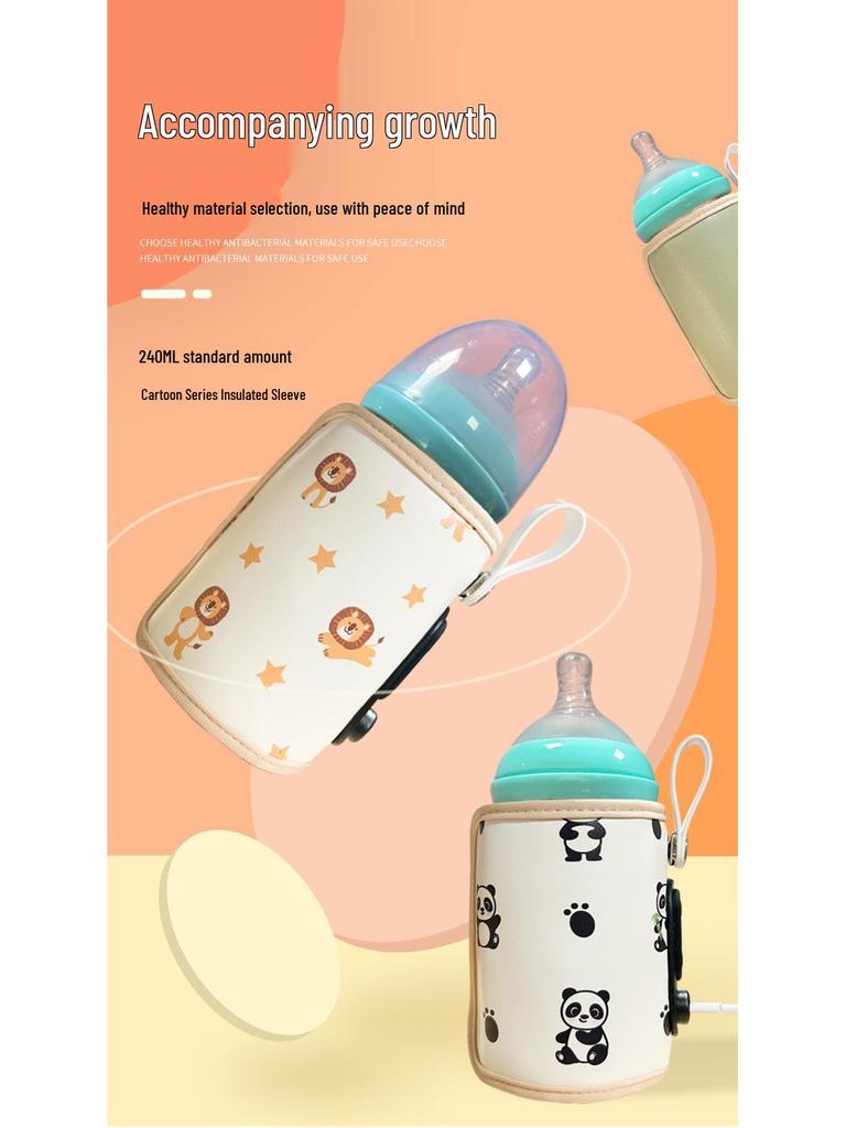 Universal USB Baby Bottle Insulated Sleeve - Portable Infant Milk Warmer & Heating Sleeve