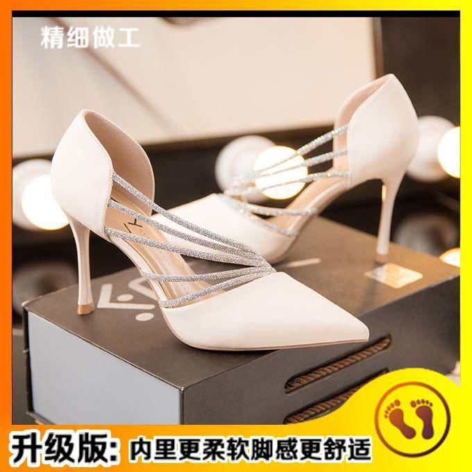 High temperament high heels niche high temperament spring soft soles do not tire feet increase height single shoes