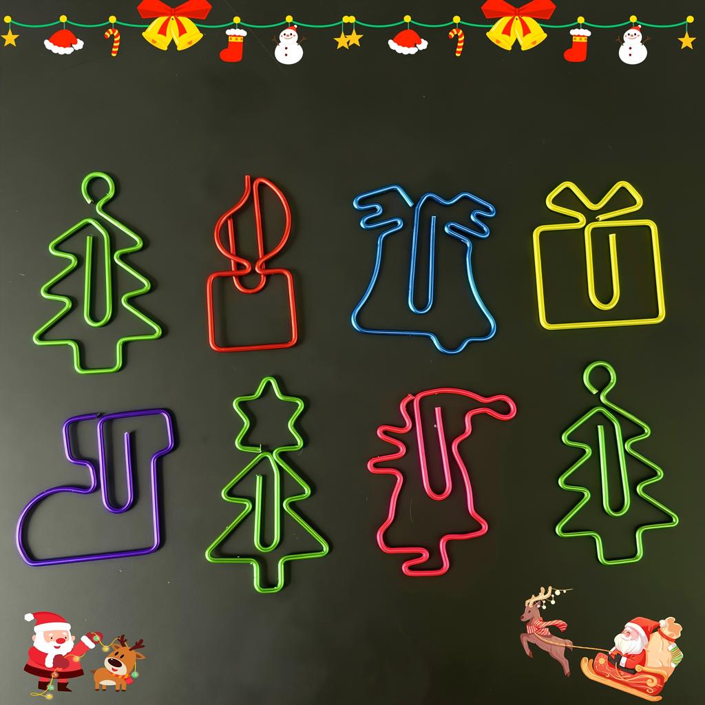 50/100pcs Christmas Colorful Paper Clips, ShapesPaperclips Bookmarks Planner Clips for Office Supplies Gifts Wedding Decoration