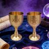 Handcrafted Brasses Goblet With Moon And Star Pattern Pentagrams Chalice Perfect For Ceremonies And Display