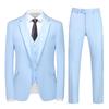Men's Three-Piece Suit Set with One-Button, Double Vents, and Elastic Waist
