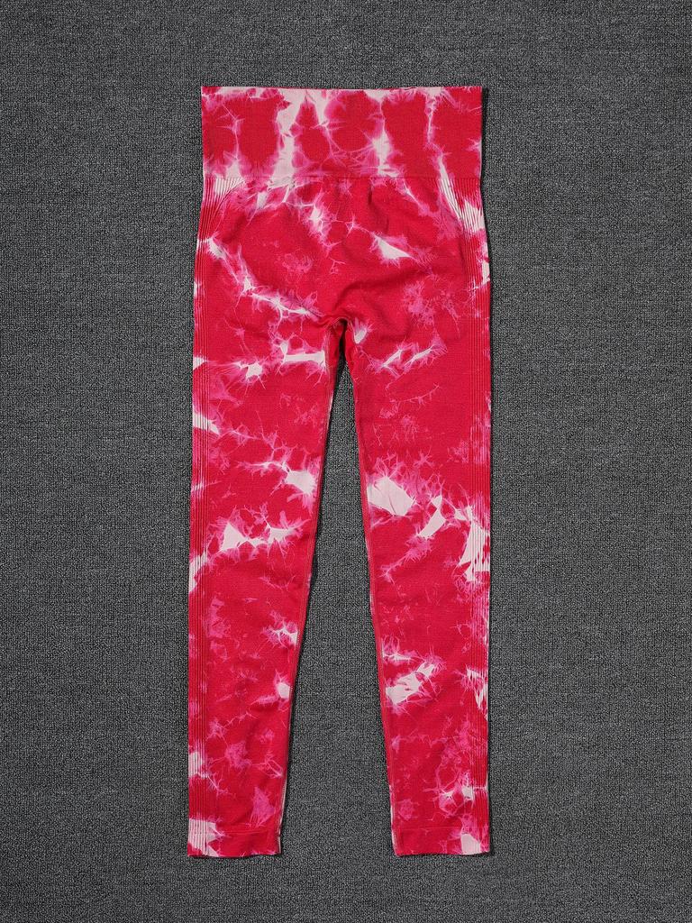 Women's High-Waist Tie-Dye Yoga Pants - European & American Style, Peach Hip-Lifting, Outerwear Fit
