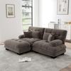 Canapé d'angle Cloud pour salon, canapé double en chenille avec 2 coussins lombaires et 2 coussins décoratifs, accoudoirs larges et repose-pieds, Marron Chenille