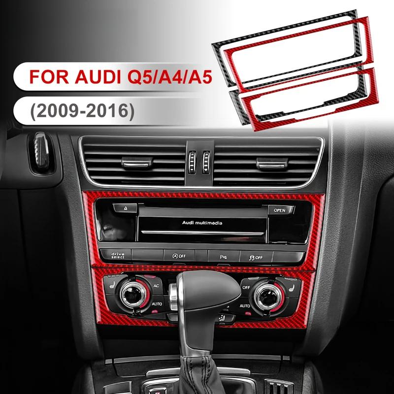 Real Carbon Fiber Sticker For compatible vehicle A4 A5 Q5 2009 2010 2011 2012 2013 2014 2015 2016 Console CD Panel Interior Trim Accessories.