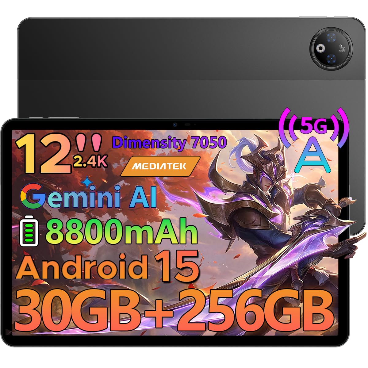 

5G DOOGEE Vpad Android 15 Large 90Hz Gemini Dimensity 7050 Gaming 5G Bluetooth GMS Face Wireless Split Japanese Instruction Manual Included чорний