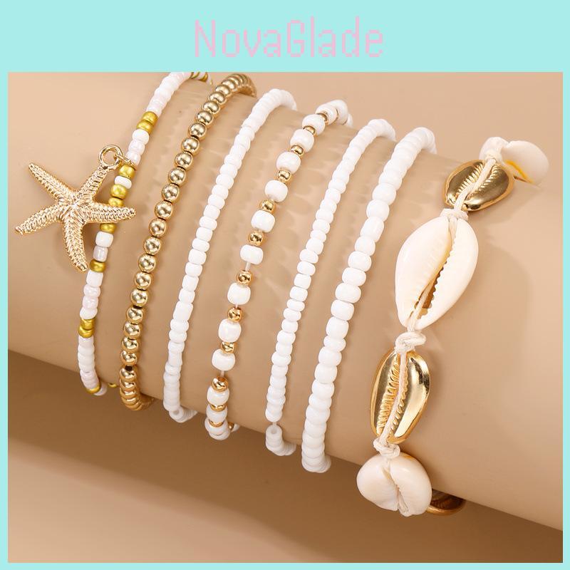 Bohemian Style Multilayer Glass Shell Jewelry Set For Women Gift