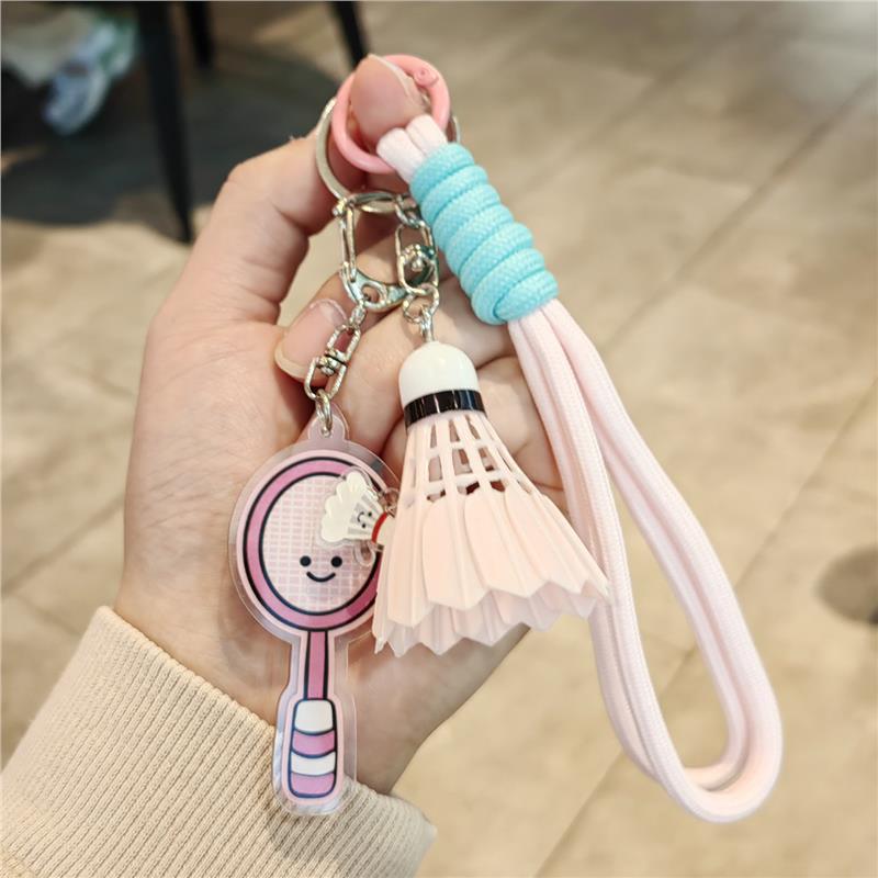 Rotating Badminton Racket Keychain: Cute Woven Pendant & Hand Rope Ornament - Perfect New Year Gift