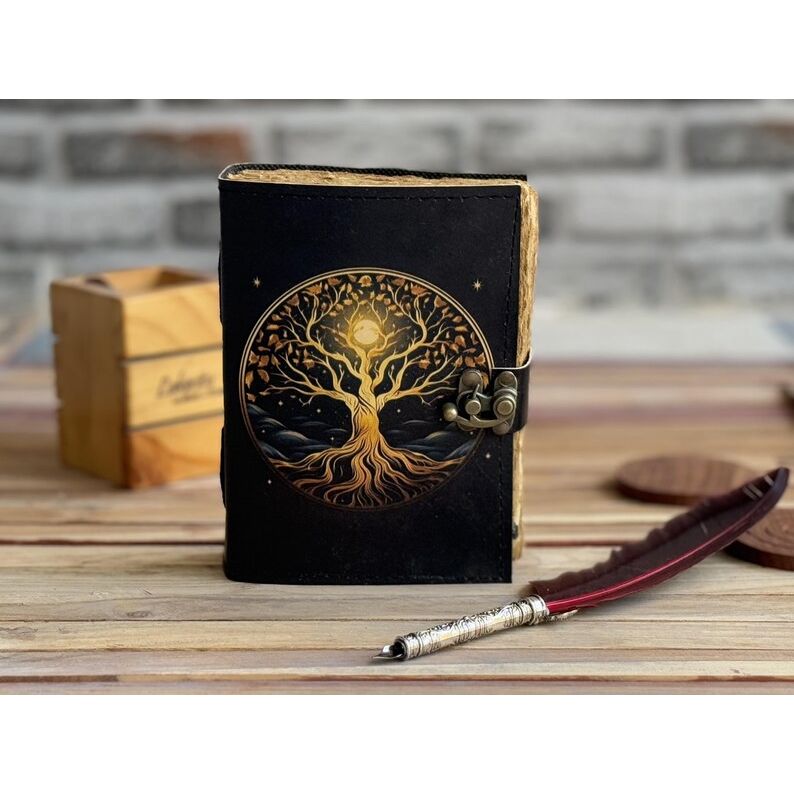 Leather Journal Tree of Life - Genuine Leather Notebooks For Women - Beautiful Journal For Sketches Book Traveling Book Blank Spell Book