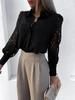 2022 Spring/Summer Women's Lace Patchwork Solid Color Blouse