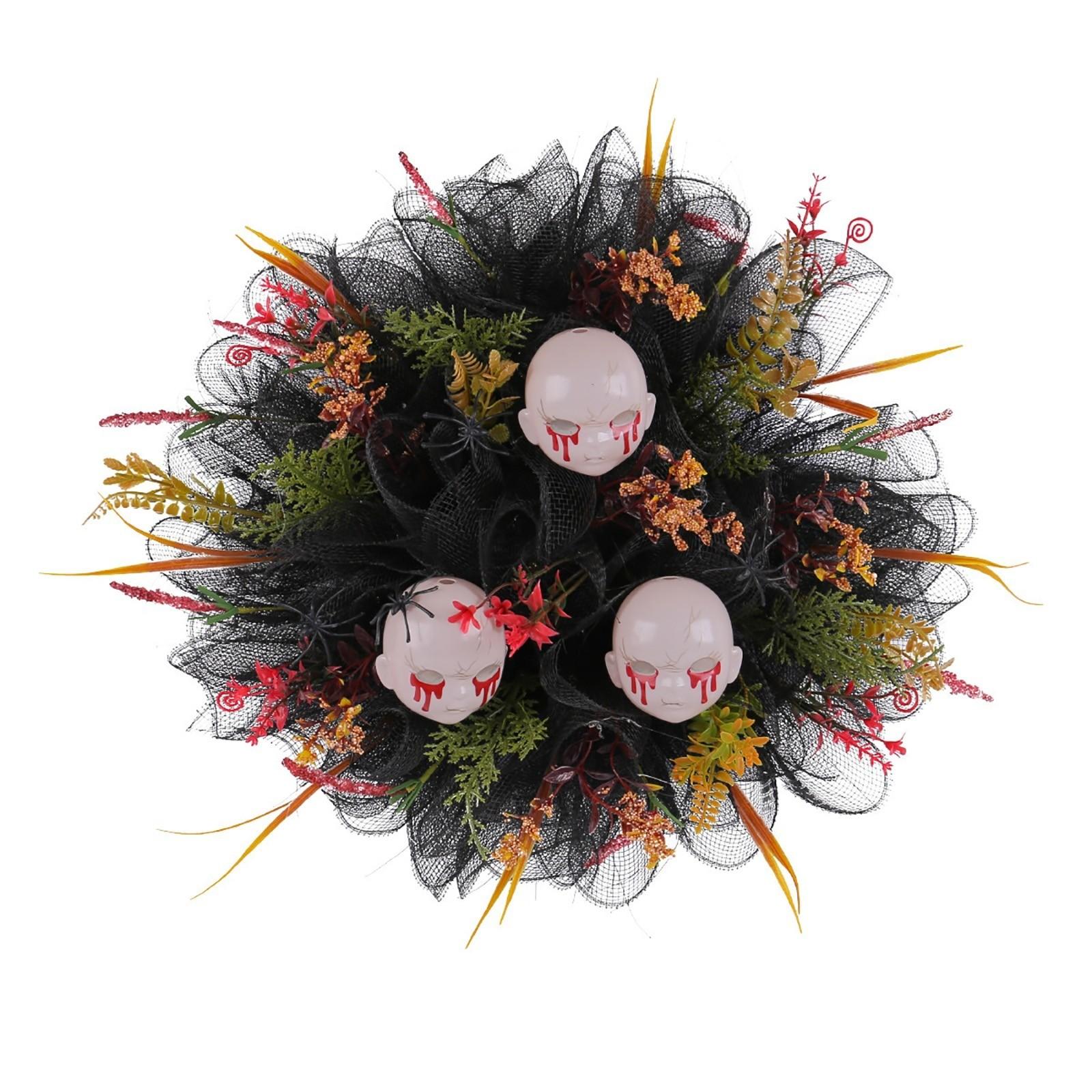 

Halloween Skeleton Wreath Decoration Mesh Rose Head One Size