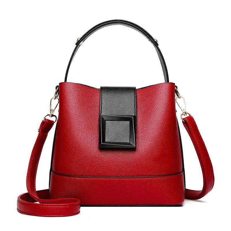 New Versatile Leather Bucket Tote Bag Trendy Female Shoulder Handbag Large Capacity Fashion Women's Crossbody Bags