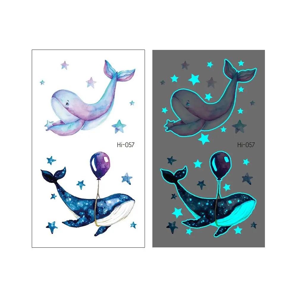 1Sheet Fashion Waterproof Blue Luminous Tattoo Sticker Star Feather Tattoo Sticker Body Art Removable Temporary Tattoos