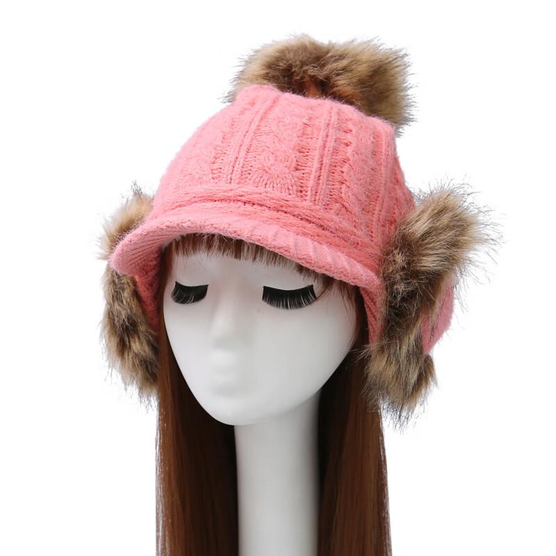 Zhen Yueqi Women s Winter Pom-Pom Knitted Hat Adjustable