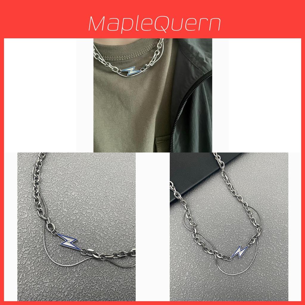 Stainless Steel Double Layer Geometric Necklace For Men And Women With Polished Finish