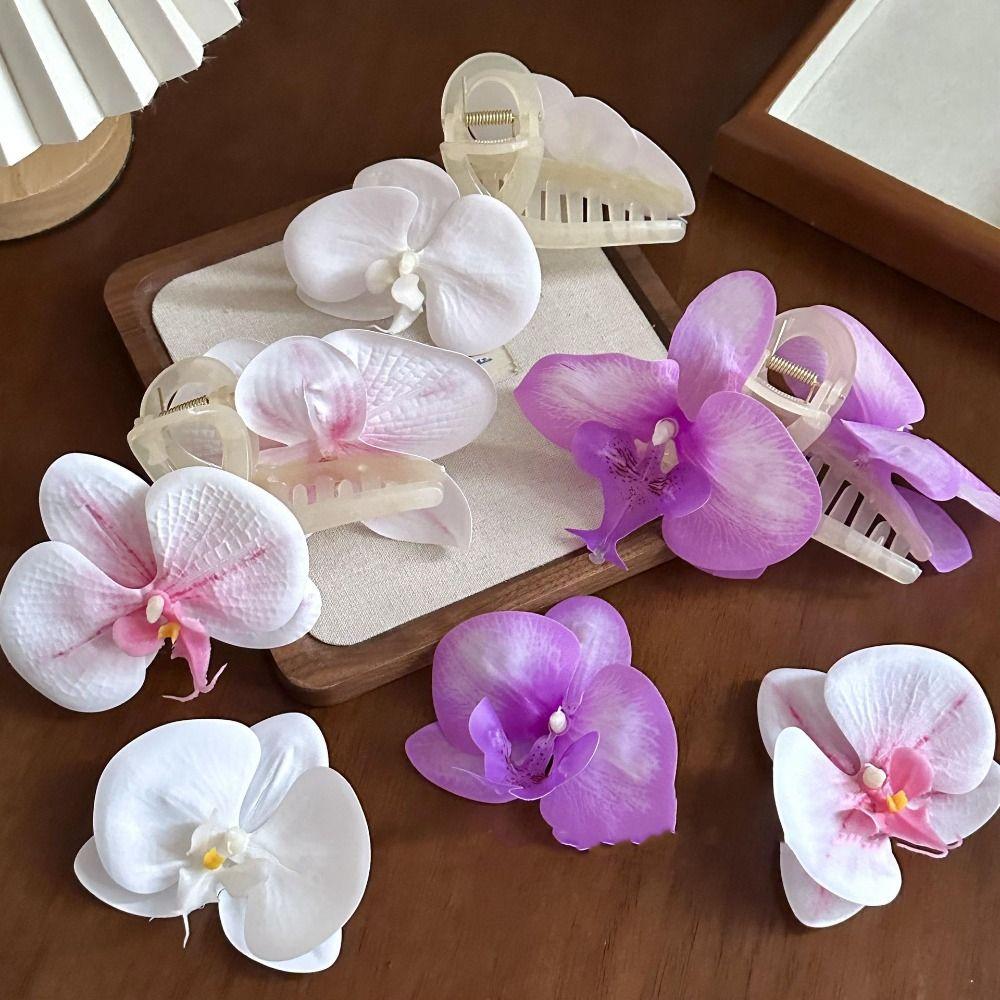 Sweet Butterfly Orchid Hair Claw Vacation Style Seaside Vacation Headwear  Daily
