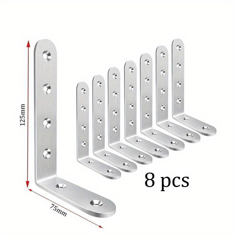 8pcs Brackets Shelves Heavy Duty Stainless Steel L Shaped Bracket Corner Brace Joint Right Angle Bracket Wall Hanging Bracket