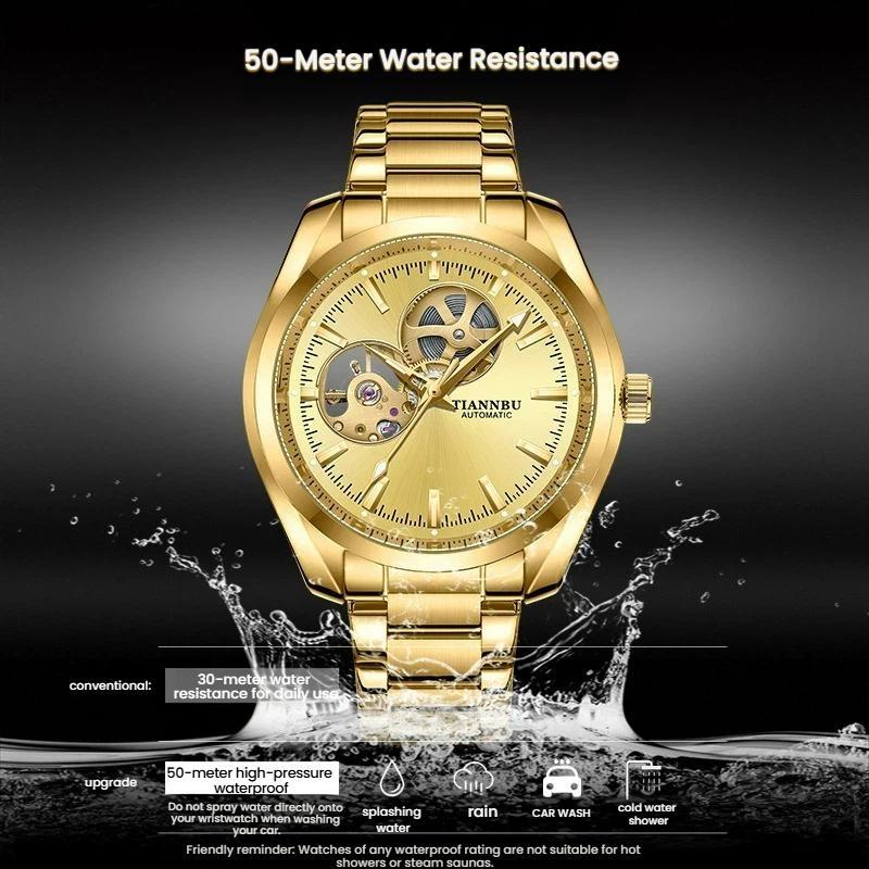 Herrenuhr Business Mechanisch Vollautomatisch Skelett Rundes Zifferblatt Herren Armbanduhr Leuchtend Wasserdicht Uhr