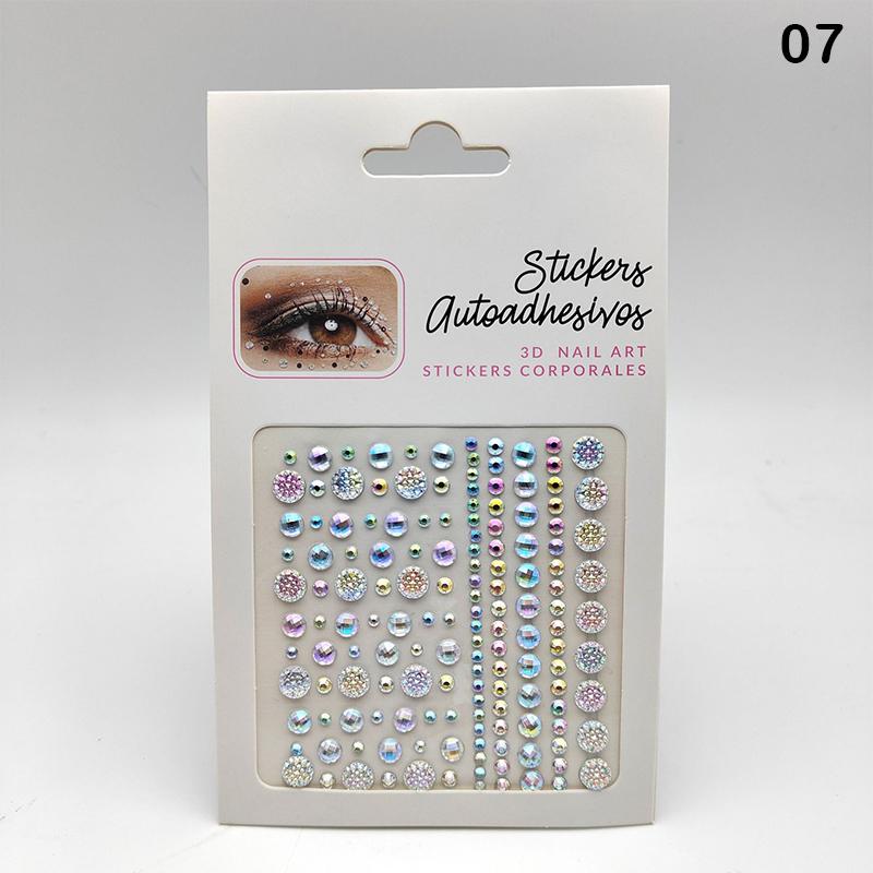 Gesichtsstein-Aufkleber 5D Bunter Strass-Tattoo-Lidschatten-Aufkleber für Festival Nägel Körper Make-up Bling Schmuck DIY Dekor