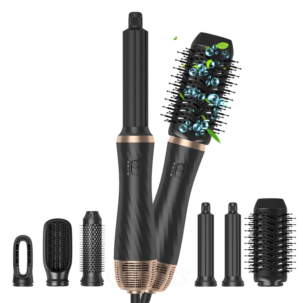 6 in 1 Hair Styler Blow Dryer Comb Hot Air Brush One Step Hair Straightener and Curler Multi-purpose Hair Styling Tools