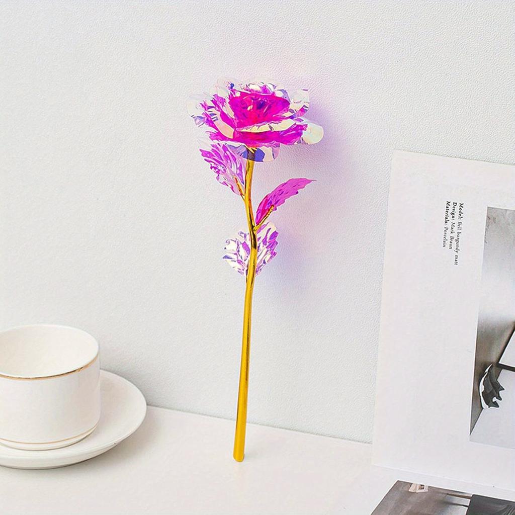 10pcs Artificial Gold Foil Rose Flower Full Blossom Presents, Romantic Gift for Her, Creative Thanksgiving Mother's Day Valentine's Day Women's Gift