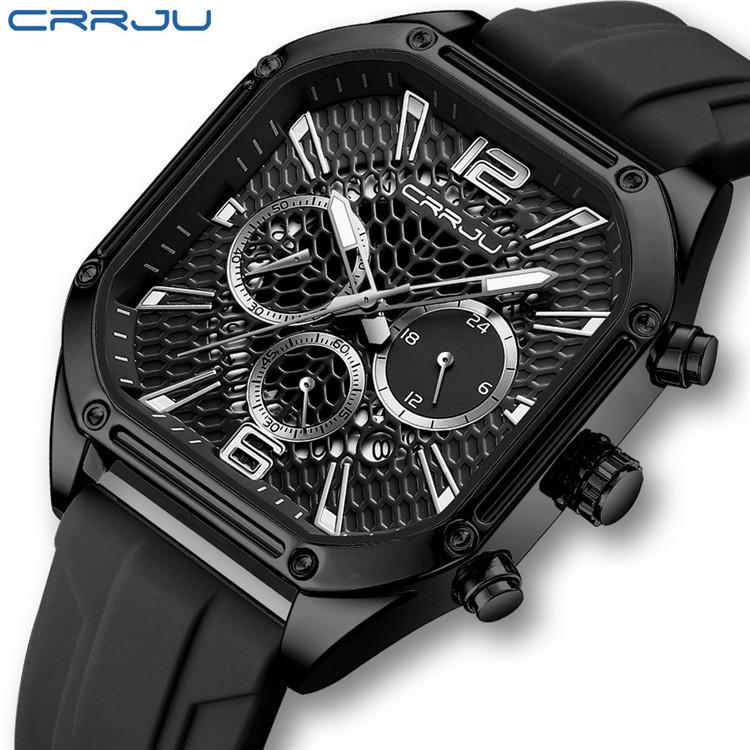 CRRJU New Watch 2311 Men's Watch Silicone Strap Six Pin Business Watch Casual Boys