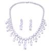 Emmaya Zircons Bling Square Drop Dark Blue Cubic Zircon Necklace and Earrings Women Party Jewelry Set for Wedding Brides