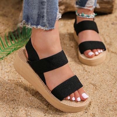 Mode Damenmode Trend rutschfest verschleißfest reiner schwarzer Gürtel weich besohlt hochhackige Sandalen