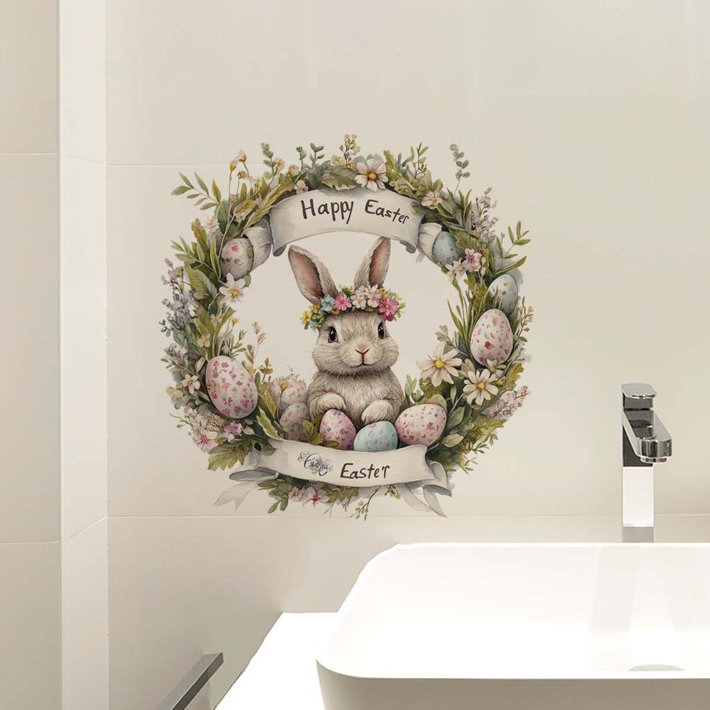 Easter Wall Stickers, Creative Gentleman Bunny Decor, Self-Adhesive Wall Art for Bedroom Living Room Holiday Background Decoration