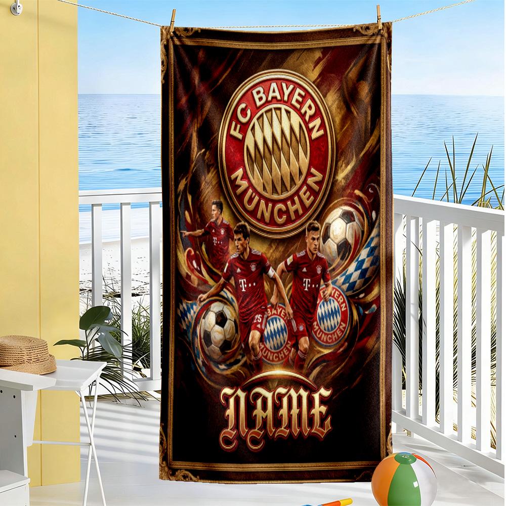 Bayern Munich Fan Gear Personalized Name Beach Towel Super Soft & Absorbent Portable for SwimmingBeachCamping Travel Beach AccessoriesGym