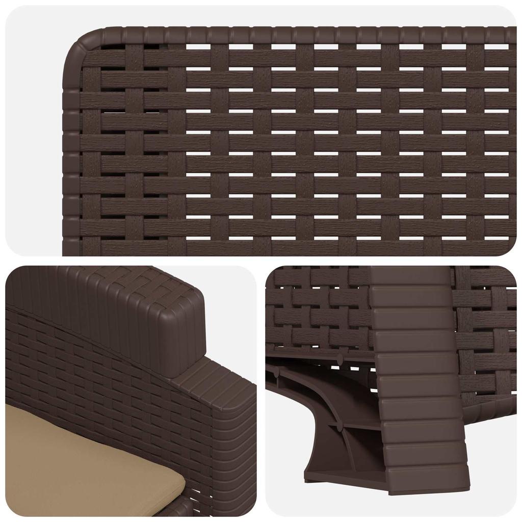 Garden Recliner Rattan Look 2 Pcs Brown and Taupe PP