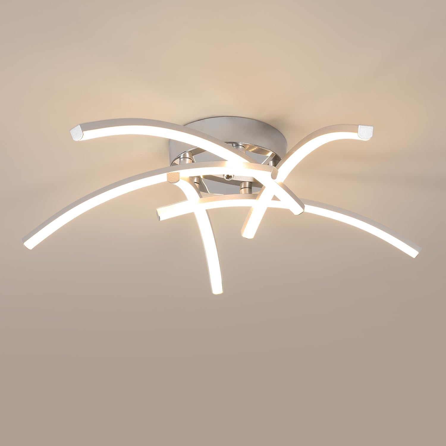 

Потолочный светильник Goeco Silver 5-Head Wave LED алюминий 52x52x12 см теплый свет 220 В