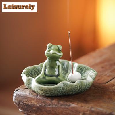 Suporte de Incenso Sapo Folha de Lótus Zen Zen Garden Queimadores de Incenso Aromaterapia Distribuidor de Aroma Incensário Acessórios Budistas Artesanato