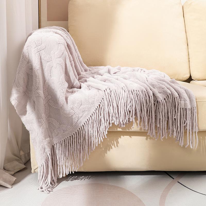 American-Style All-Season Wool Knitted Jacquard Throw Blanket