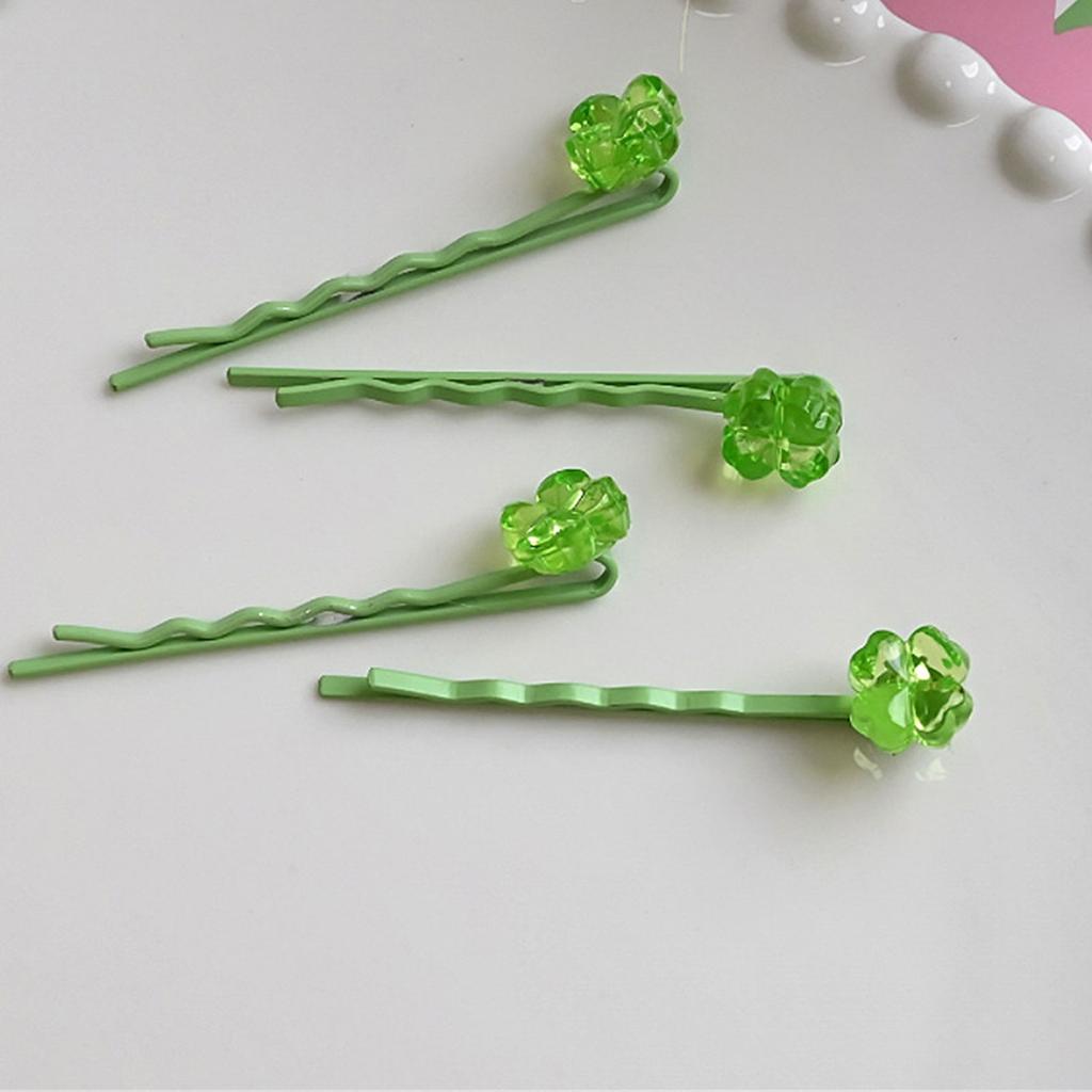 Creative Green Hair Pins Hair Clip for Girls Kid Barrettes Sparkling Clovers Handmade Hairpins Lovely Hairpin