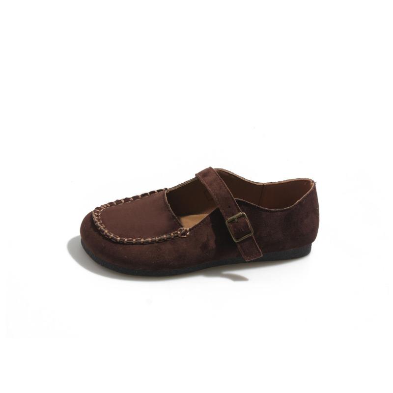 Retro square head shallow mouth single shoes women's spring new soft-soled shoes one-word buckle Mary Jane